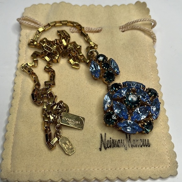 MonnaLuna 15” Blue Green Zirconia Box Chain Necklace Made in Florence Italy - Picture 6 of 6